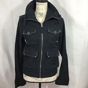 Pink Victoria Secret Women’s Black Denim Jacket . Studded . Size S.